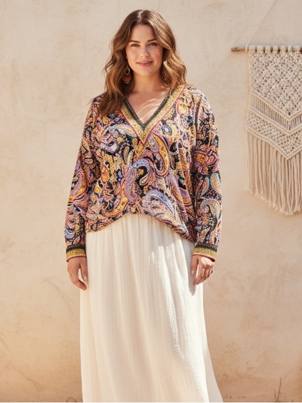 Stella + Ginger Paisley Boho Long Sleeve To size small NWT